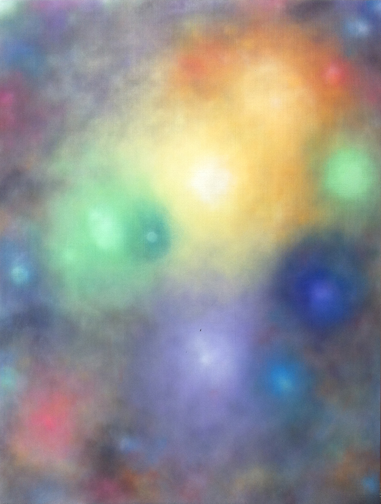 Aktuelles Projekt: "nebbiato" Acrylack auf Tapete auf Holz 120 x 160 cm 2016 © DEMECO & PASQUALE